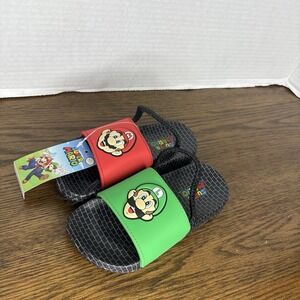 Ground Up Nintendo Super Mario and Luigi Toddler Boys Slide Sandals Size 9/10